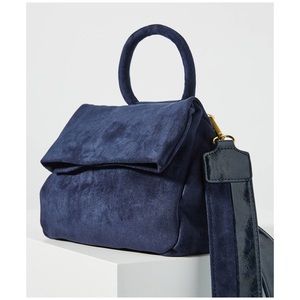 Navy Blue Blake Wide Strap Suede Crossbody Bag
